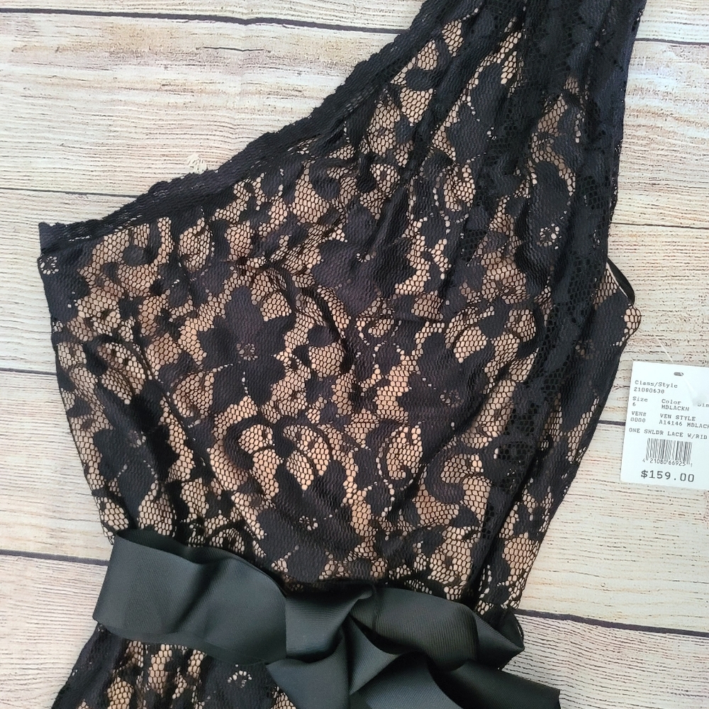 Full length one strap lace dress